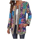 Damen-Jacken Elegant Übergangsjacke Vintage Ethnic Style Cardigan Mantel...