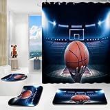 SMchwbc Basketball Sport Duschvorhang 180x180 180x200 Basketball Fußball...