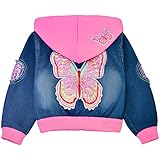Peacolate Mädchen Jeansjacke Stickerei Pailletten Schmetterling Mäntel...