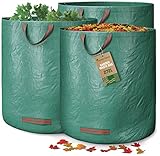 GardenGloss 3x Gartenabfallsack mit Griffen - 272L Gartensack Laubsack -...