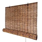 Natur Bambus-Rollo, 90% UV-Block Fenster Raffrollos, Wasserdichte Jalousien...