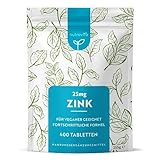 Zink Tabletten 25mg - 400 Vegane Tabletten - Zink Hochdosiert, Ohne...