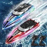 YOOHBERRYS Ferngesteuertes Boot 2 Stück, RC Boot mit LED-Licht für Pools...