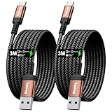 USB AUF USB C Schnellladekabel 3.1A [2Stück 3m] | Samsung Ladekabel für...