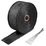 Hitzeschutzband für Auspuff - 15 m schwarzes Thermoband mit 12...