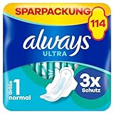 Always Ultra Binden Damen Gr. 1, Normal, 114 Damenbinden mit Flügeln (3 x...