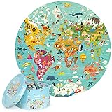 boppi Weltkarte Rundes Puzzle aus 100% recyceltem Karton, 150 Teile mit...