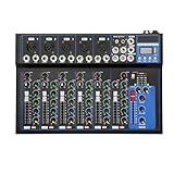 MINRS Bluetooth Audio Mixer 7 Kanal, DJ Mischpult Live Studio mit USB Sound...