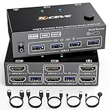 USB 3.0 KVM Switch 2 Computer 2 Monitore, KCEVE HDMI KVM Umschalter Dual...