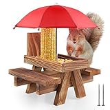CPROSP Eichhörnchen Futterhaus mit Schirm, Eichhörnchenkobel aus Holz zum...