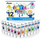 ABEIER Fingerfarben Kinder Ungiftig, Waschfest, 12 x 36ml, Auswaschbar...