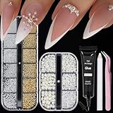 AstraGlam Luxus Nagelkunst-Set – Elegante Perlen & Strasssteine für...