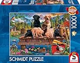 Schmidt Spiele 59778 Hundefamilie am See, 1000 Teile Puzzle, Mehrfarbig