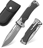 LOTHAR RHINO Zweihandmesser, 10.5cm Großes Klappmesser mit D2 Stahl, G10...