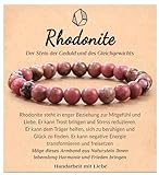 POWWA Rhodonit-Armbänder für Frauen, Naturstein-Chakra-Perlenarmband,...
