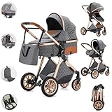 Kakbgee Kinderwagen 3 in 1, Buggy Mit Einem Klick Zusammenklappbarer,...