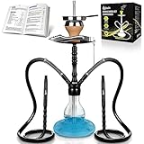 Cookah Shisha Set mit 2 Schlauche + 2 Anschlüssen + 2 Mundstück, Alu...