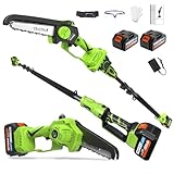 2-in-1 Akku Teleskop Hochentaster 8 Zoll & Mini Kettensäge mit 2×4.0Ah...