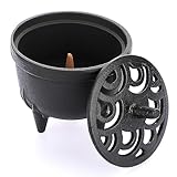 SUMNACON Räuchergefäß aus Gusseisen mit Deckel Räucherstäbchenhalter...