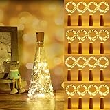 Vicloon 12 Stück Led Flaschenlicht, 2M 20 LEDs Glas Korken Licht...