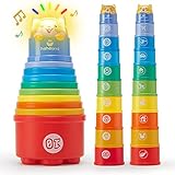 hahaland 10 Stück Stapelbecher Baby Spielzeug ab 1 Jahr, Regenbogen...