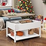 YITAHOME Couchtisch mit Anhebbarer Platte, Leicht Anzuheben, 2-Stufiger...