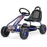 COSTWAY Gokart mit verstellbarem Sitz, Go Cart mit Handbremse, Tretauto bis...