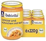 Bebivita Menüs ab 8. Monat - Gemüse-Reis mit Hühnchen nach asiatischer...