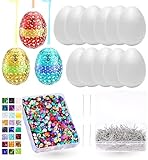 Styroporeier Ostern Basteln Set mit 10x Styropor Eier 6 cm & Bunte...