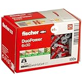 fischer DuoPower 6 x 30 S, Universaldübel mit Sicherheitsschraube,...