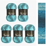 5 x 100g Wollbiene Crazy Cotton Batik 500 Gramm mit Farbverlauf 55%...