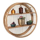 Vintiquewise Dekoratives Rattan-Regal mit 2 Ablagen, rund, für Esszimmer,...