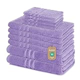 Lavea 10-teiliges Handtuchset Elena aus 100% Baumwolle - Lavendel, 4 x...