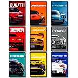 dazongweihan 9 x Super-Auto-Poster für Jungenzimmer, Rennwagen-Wandkunst...