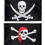 Hestya 2 Stück Jolly Roger Piraten Flagge Schädel Flagge für Piraten...