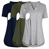 Godom 3er-Pack Stillshirt Kurzarm Umstandsshirt Umstandsmode Damen...