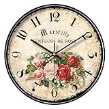 NUOVO 12 Zoll Garten Wanduhr Bunte Blumen Uhr Shabby Chic Floral Wanduhren...