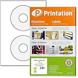 Printation CD Label Aufkleber 117 mm, 50 CD Sticker, 2 CD DVD Etiketten pro...