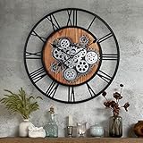 Lafocuse Wanduhr Groß mit Beweglichen Zahnrädern Industrial Steampunk XXL...