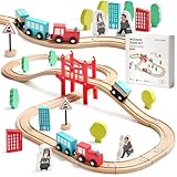 Tiny Land 39 Pcs Holzeisenbahn und Züge Pack Eisenbahn Anfängerset...