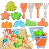 JoyGrow 13 Stück Sandspielzeug Set, Reise Sandspielzeug mit 2PCS Faltbarer...