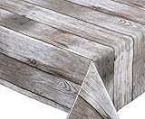 BEAUTEX Holz beige Wachstuch Tischdecke glatt abwischbar Garten Tischdecke...