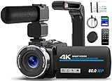 Videokamera 4K 80MP Camcorder für YouTube,30FPS Webcam IR Nachtsicht...