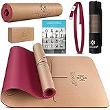 KESSER® Yogamatte Kork Inkl. Tragegurt Tasche & Yoga-Block Gymnastikmatte...