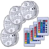 Hitopin Unterwasser Licht mit Fernbedienung, 4 Stück LED Poolbeleuchtung,...