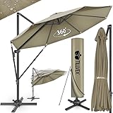 tillvex® Premium Alu Sonnenschirm 330 cm + Abdeckung & Windsicherung |...