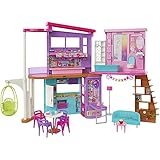 Barbie-Ferienhaus (116 x 77,9 cm), 6 Spielbereiche, komplett eingerichtet...