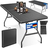 KESSER® Buffettisch Tisch klappbar Kunststoff 183x76cm Rattan Optik...