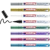 edding 751 Glanzlackmarker Set - schwarz weiß gold silber blau grün...