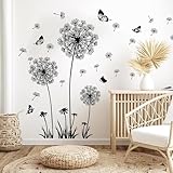 Löwenzahn Wandsticker,Schwarz Wandtattoo Pusteblumen für...